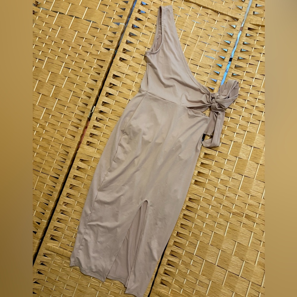 NWT One-Shoulder Taupe Dress